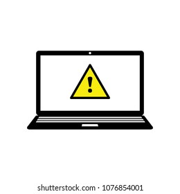 Notebook whit general warning sign. Vector illustration