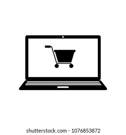Notebook whit shopping cart icon. Vector illustration