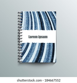 Notebook in white and blue stripes . Eps10