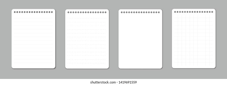 Notebook white stripe pages set . Notepad blank paper sheet .