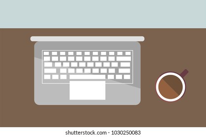 notebook working business and coffee top view vector