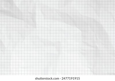 Notebook wrinkled sheet grey checkered graph editable stroke. Vector