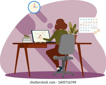 notebook write diary woman worker illustration businesswoman