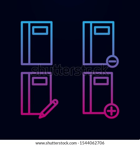 Notebook, write, plus, minus sign nolan icon. Simple thin line, outline vector of web icons for ui and ux, website or mobile application