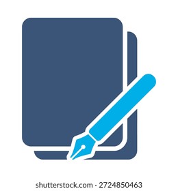 Ícone de escrita de bloco de notas vetor plano azul desenho diário caneta símbolo diário notas educação estudo gráfico elemento sinal