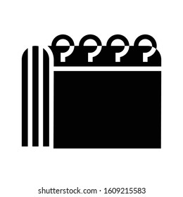 Notebook or writing pad vector illustration, solid design icon