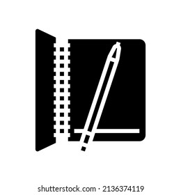 Notizbuch zum Schreiben von Aufgaben glyph Symbol Vektorgrafik. Notizbuch zum Schreiben von Aufgaben Zeichen. isoliertes Kontursymbol
