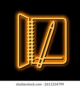 notebook for writing tasks neon light sign vector. notebook for writing tasks illustration