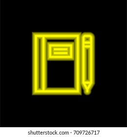 Notebook yellow glowing neon ui ux icon. Glowing sign logo vector