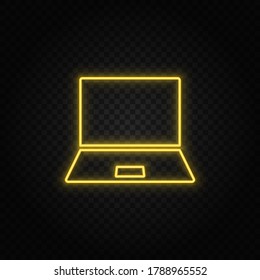 notebook yellow neon icon .Transparent background. Yellow neon vector icon