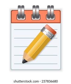 notebook and yellow pencil on a white background