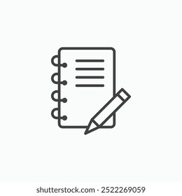 Notebookline in Thin line black color. flat simple vector symbols illustration.