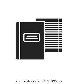 Notebooks mit schwarzer Bildyph-Symbol. Schulbedarf. Für Webseiten, mobile App, Banner, soziale Medien registrieren