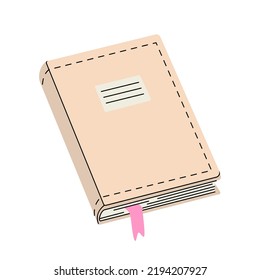 Notebooks for to do lists, goals, personal plans in hard cover. Diary for notes with a bookmark. Closed organizer or planner. Vector illustration isolated on white background.