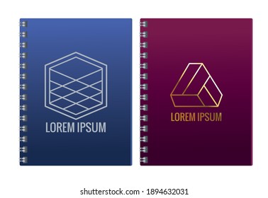 cuadernos con figuras geométricas emblemas de la marca de la imitación diseño de ilustraciones vectoriales