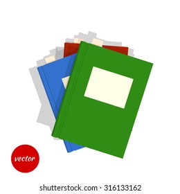 Notebooks isolated on white background. Vector illustration.