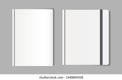 Notebooks, notepad blank paper page. Template, mockup realistic paper notebooks with bookmarks, corporate identity organizer. Vector illustration isolated