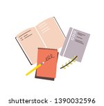 Notebooks, notepads, memo pads, planners, organizers for making writing notes and jotting isolated on white background. Decorative design elements. Colorful vector illustration in flat style.