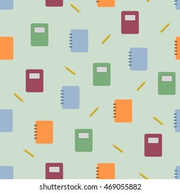 notebooks and pencils background. seamless pattern