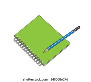notebooks and pencils, white background vector illustrations
