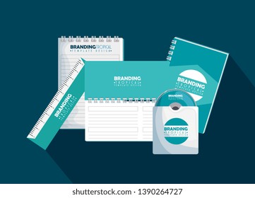 notebooks product with ruler and cd inside envelope
