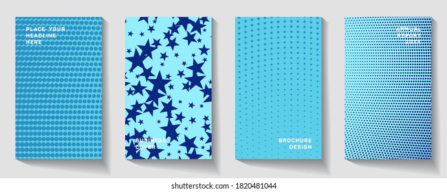 Notebooks, reports, magazines. Vector front page font. Title sheet model set. Flier fiber.