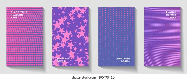 Notebooks, reports, magazines. Vector front page font. Title sheet model set. Polygonal space icon.