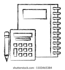 notebooks school with calculator and pencil