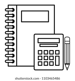 notebooks school with calculator and pencil