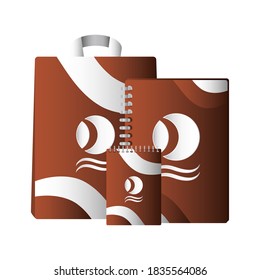 notebooks and shopping bag branding icons vector illustration design