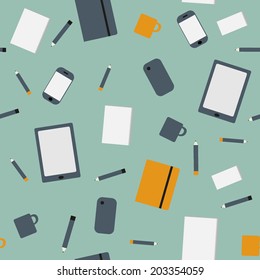 Notebooks and smartphones seamless background