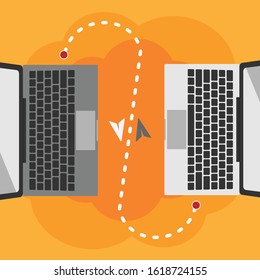 Notebooks transfer.laptop transfer.Data transmission.computer backup.migration