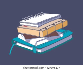 Notebooks. Vector hand-drawn sketch.