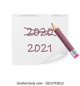 Notepad 2021 text on a white background. Vector illustration.