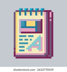 notepad with article sign in pixel art style