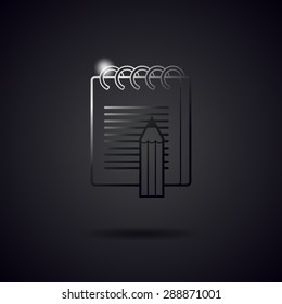 Notepad black metal line icon