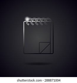 Notepad black metal line icon