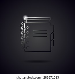 Notepad black metal line icon
