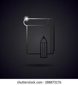 Notepad black metal line icon