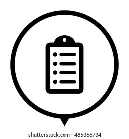 notepad - black vector  icon; map pointer