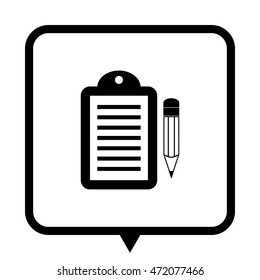 notepad - black vector icon;  message bubble