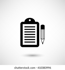 notepad - black vector icon  with shadow