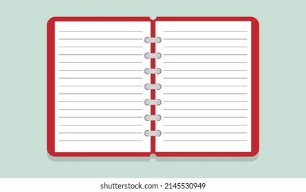 Notepad and blank page. Diary for office and education. Notebook illustration. Book and notepad for school. Vector.