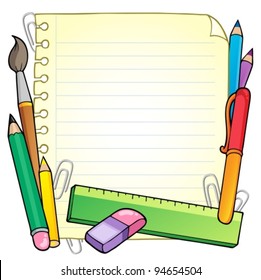 Notepad blank page and stationery 1 - vector illustration.