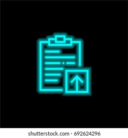 Notepad blue glowing neon ui ux icon. Glowing sign logo vector