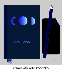 Notepad, book cover design template with abstract geometric glowing elements
