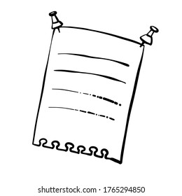 Notepad, buttons in hand drawn doodle style. Sketch. Isolated on a white background. Vector illustration