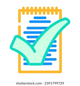 notepad check mark color icon vector. notepad check mark sign. isolated symbol illustration