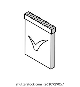 notepad check mark isometric icon vector. notepad check mark sign. isolated symbol illustration