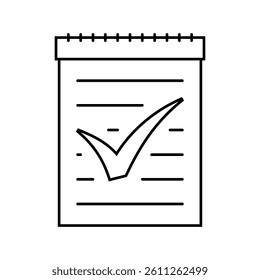 notepad check mark line icon vector. notepad check mark sign. isolated contour symbol black illustration